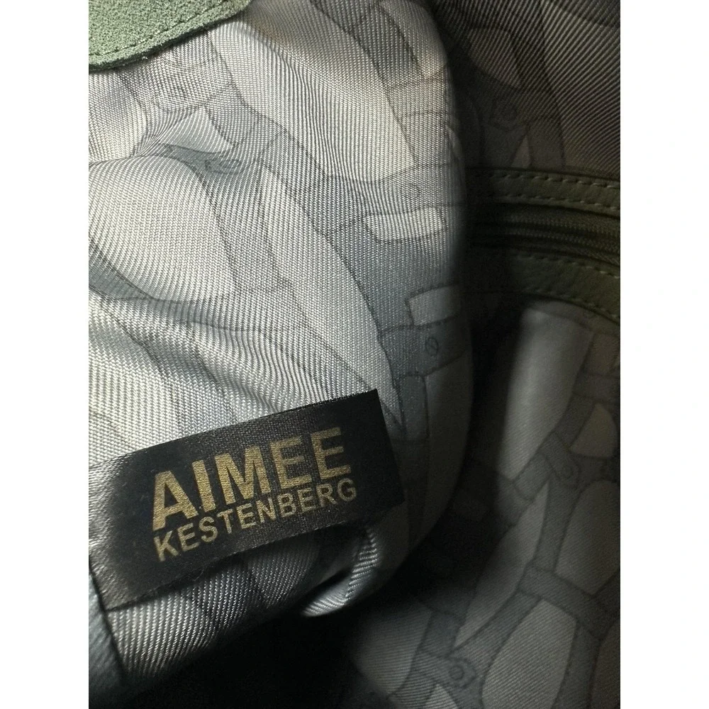Aimee Kestenberg Hobo Bag Womens Medium Green Suede Leather Studded Gold